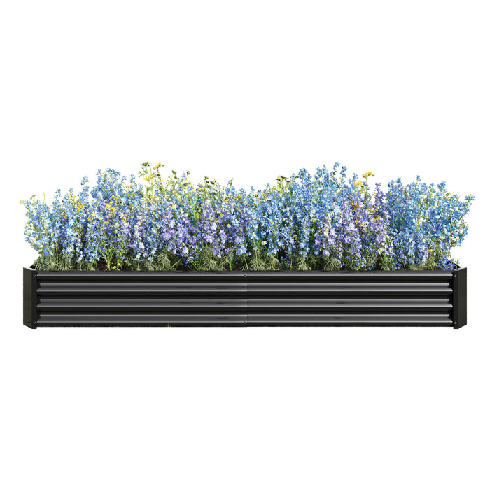 Rectangular Metal Raised Planter Outdoor Garden Plant Vegetable Bed- Black