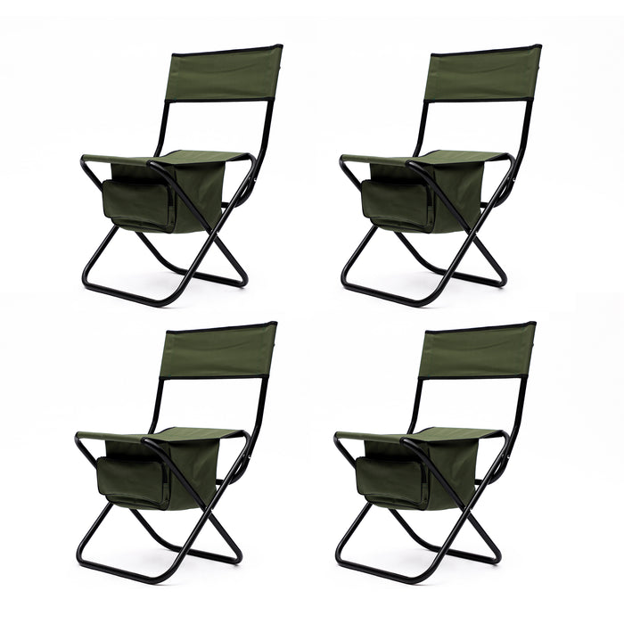 4 pcs Portable Outdoor Camping Fishing Picnic Chairs with Storage Bag- Green_5