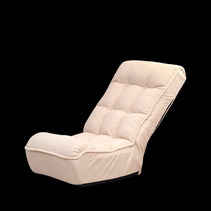 Single Seater Japanese Style Thick Cushioned Lazy Tatami Recliner Sofa- White_14