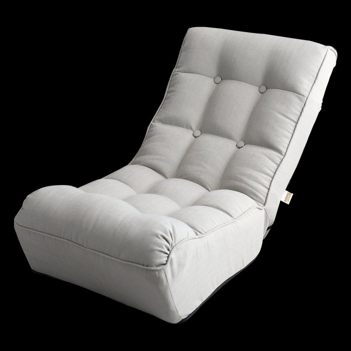 Single Seater Japanese Style Thick Cushioned Lazy Tatami Recliner Sofa- Gray_2
