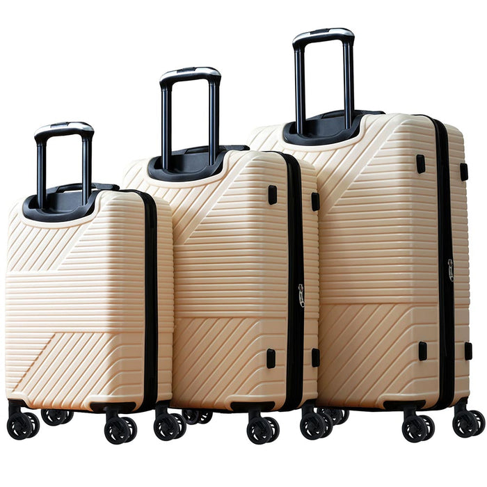 3-Piece Lightweight Hard-shell Luggage Set with Double Spinner Wheels and TSA Lock - Cream White