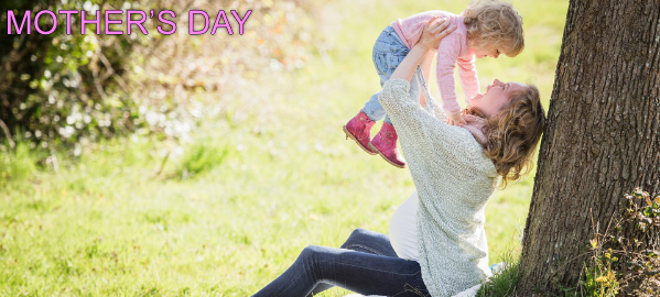 A mom with children in a garden