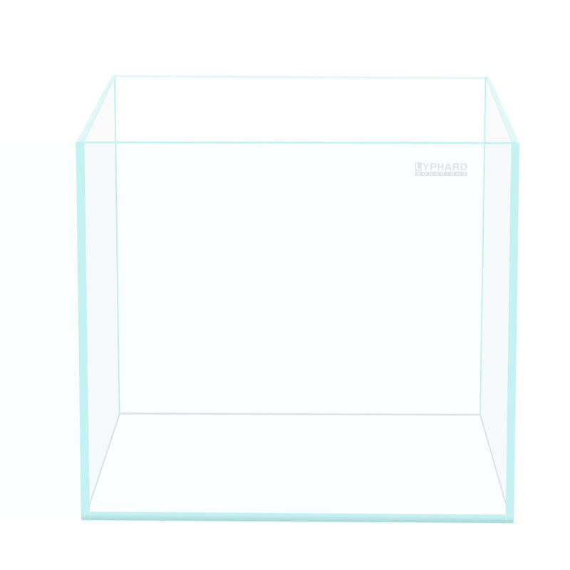 Crystal clear rimless glass aquarium tank with transparent walls and open top design
