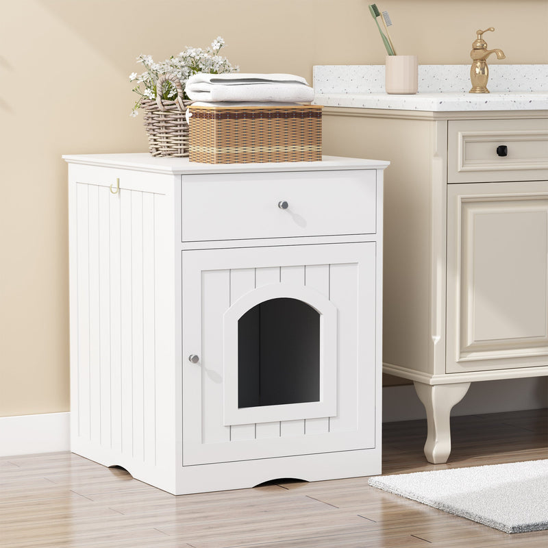 Solid Wood Cat Litter Box House with Drawers