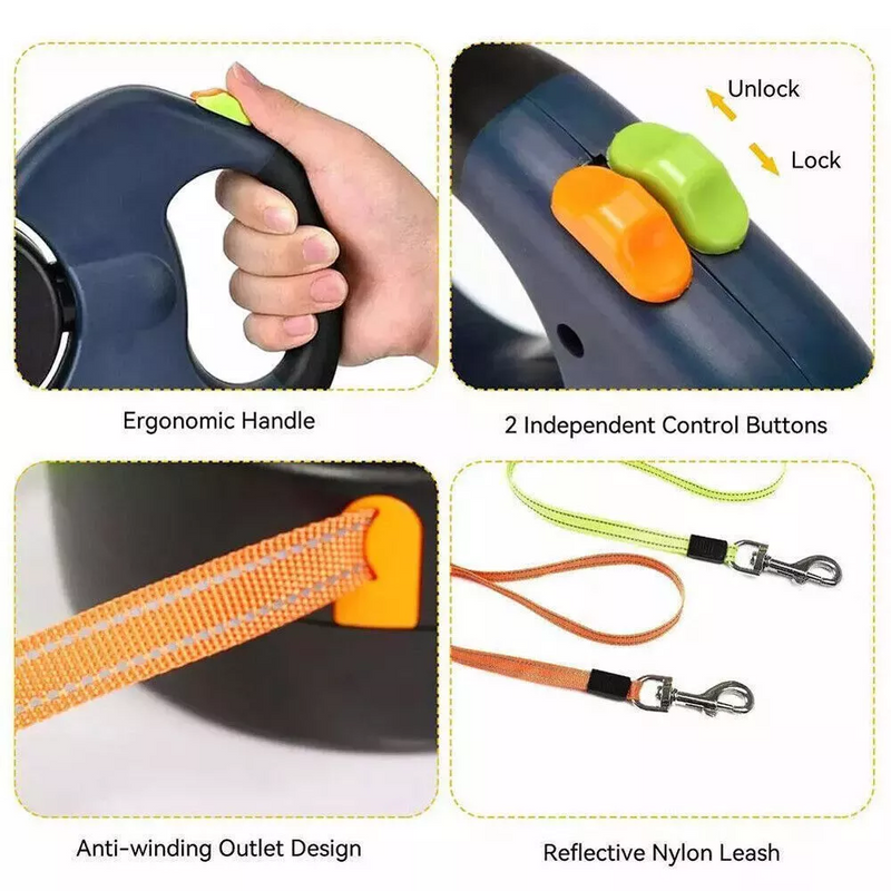 Dual-Dog Retractable Walking Leash