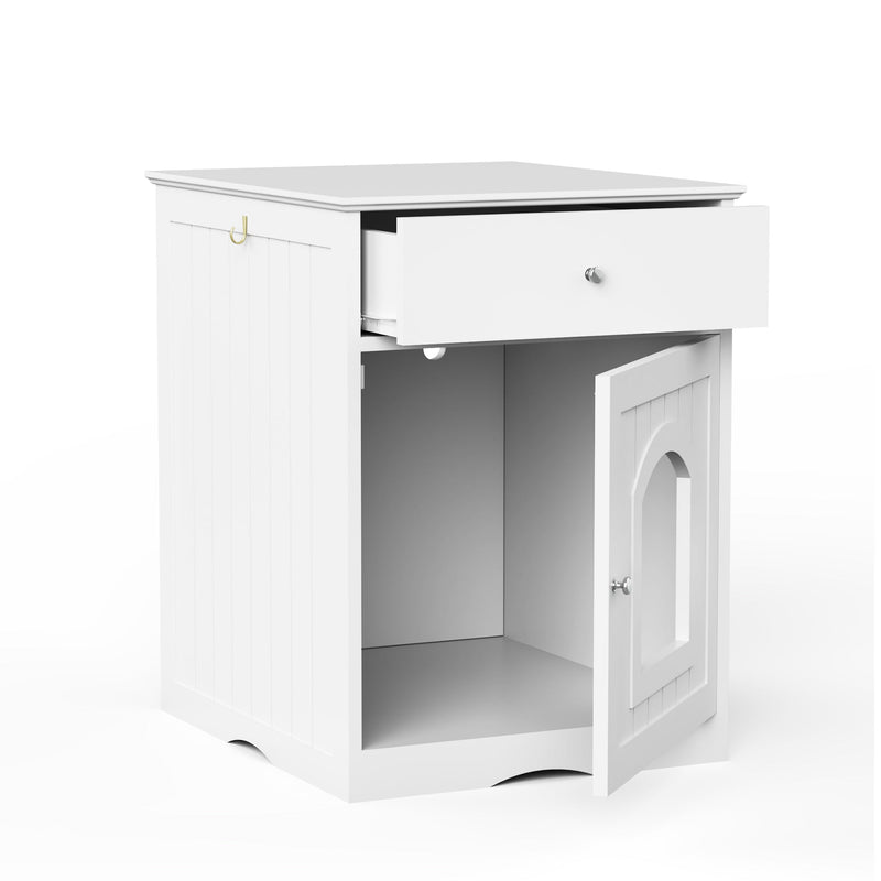 Solid Wood Cat Litter Box House with Drawers