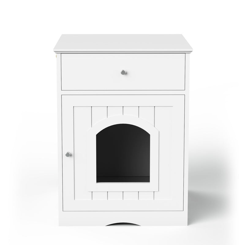 Solid Wood Cat Litter Box House with Drawers