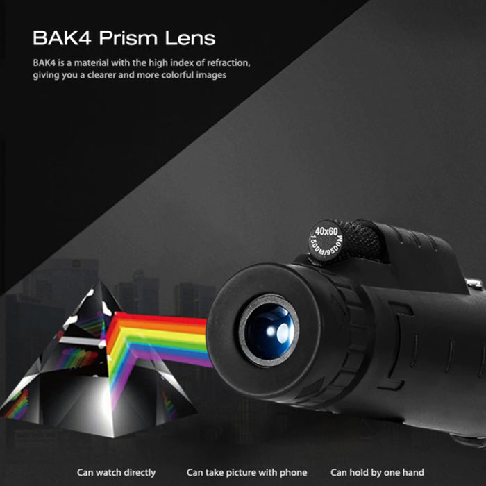 High Power Magnification Monocular Telescope with Smart Phone Holder