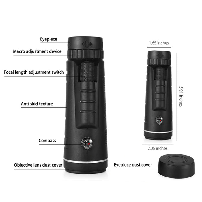 High Power Magnification Monocular Telescope with Smart Phone Holder
