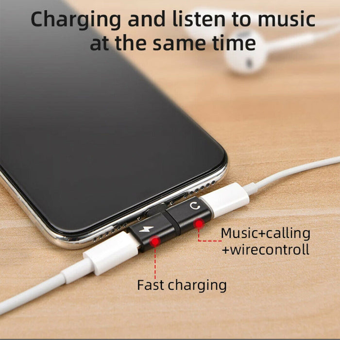T- Shaped Dual Port Headset and Charger Splitter for Apple iPhone