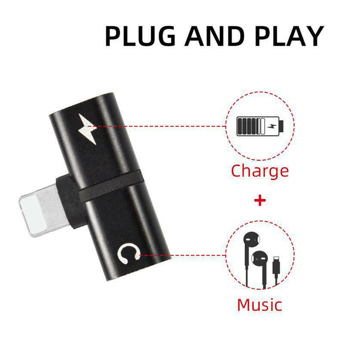 T- Shaped Dual Port Headset and Charger Splitter for Apple iPhone