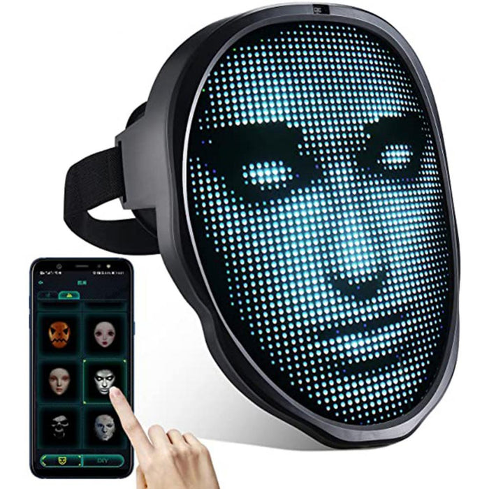 LED Face Transforming Luminous Face Mask for Parties- Battery Powered/USB Rechargeable