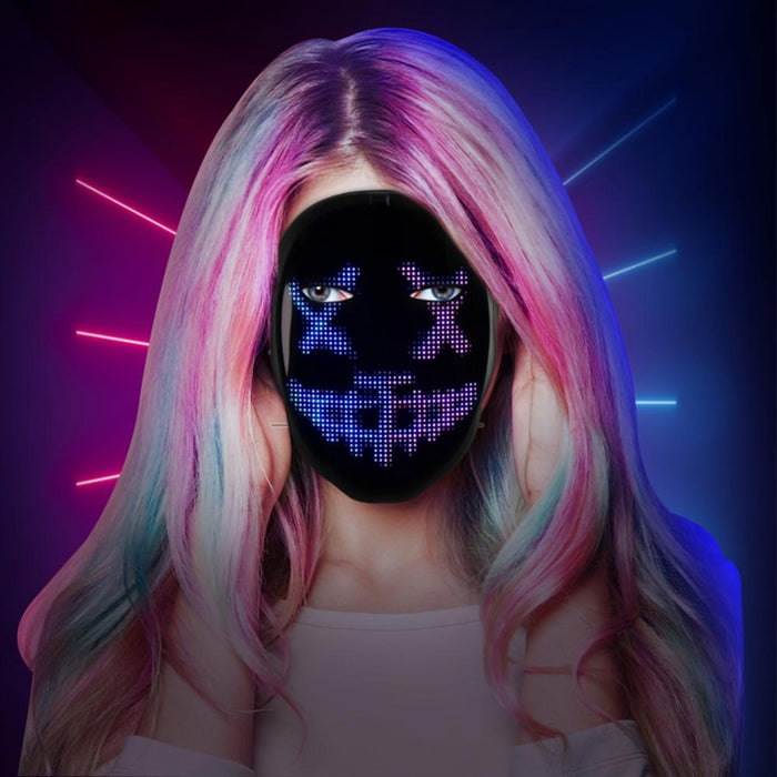 LED Face Transforming Luminous Face Mask for Parties- Battery Powered/USB Rechargeable
