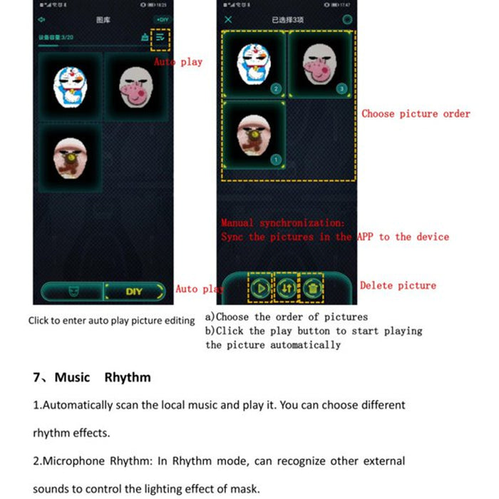 LED Face Transforming Luminous Face Mask for Parties- Battery Powered/USB Rechargeable