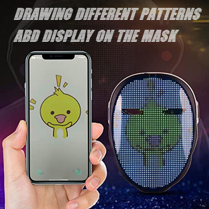 LED Face Transforming Luminous Face Mask for Parties- Battery Powered/USB Rechargeable
