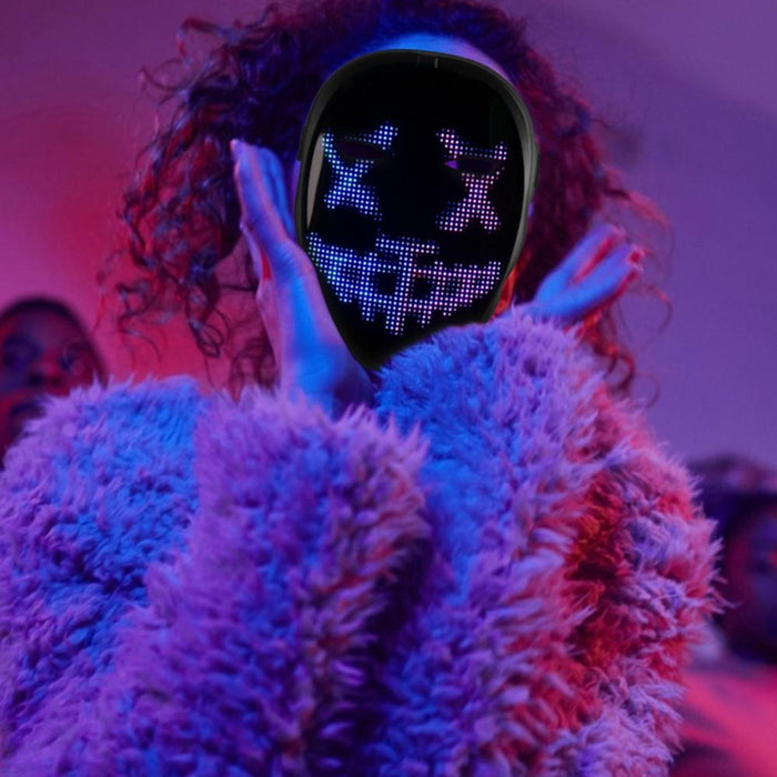 LED Face Transforming Luminous Face Mask for Parties- Battery Powered/USB Rechargeable
