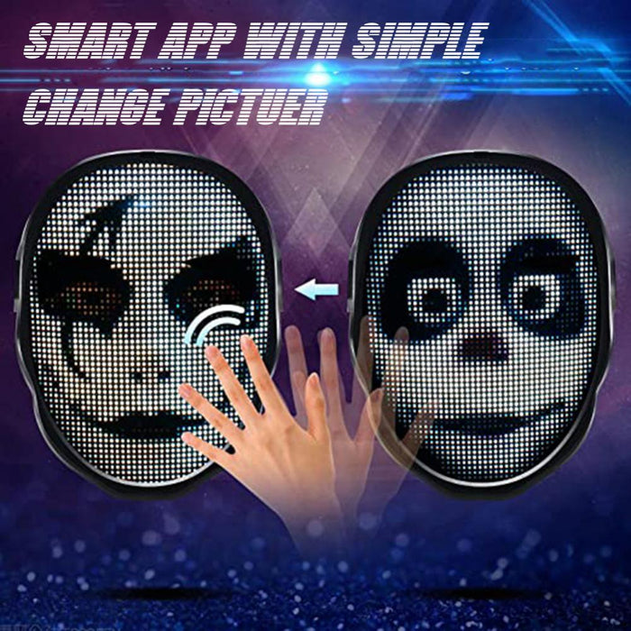 LED Face Transforming Luminous Face Mask for Parties- Battery Powered/USB Rechargeable