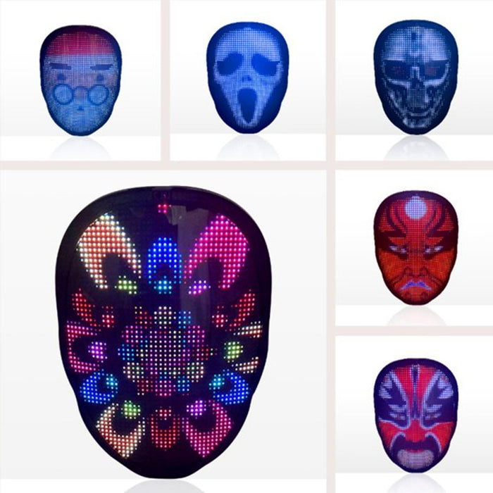 LED Face Transforming Luminous Face Mask for Parties- Battery Powered/USB Rechargeable