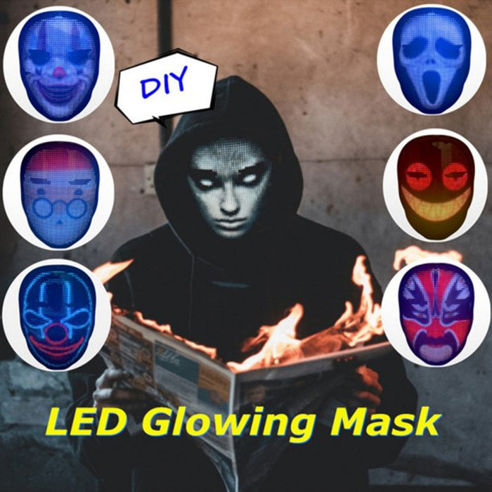 LED Face Transforming Luminous Face Mask for Parties- Battery Powered/USB Rechargeable