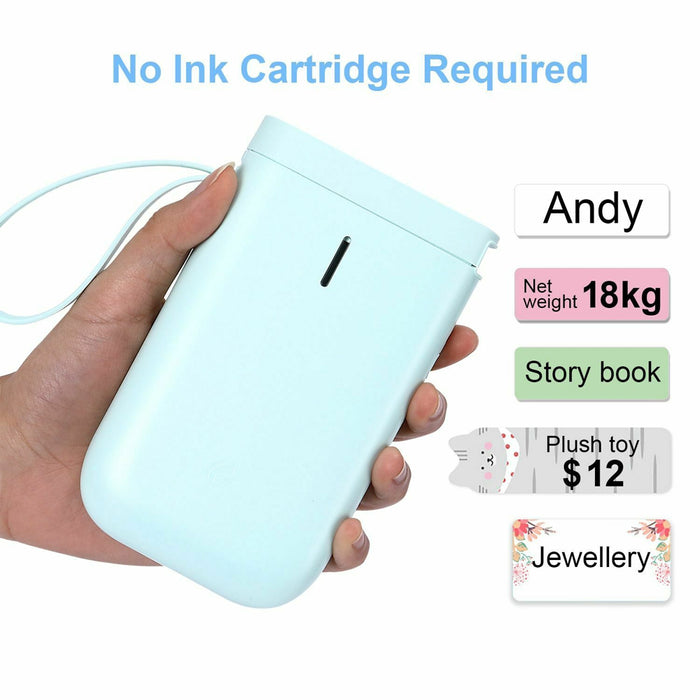 D11  Portable Wireless Thermal Inkless Bluetooth Label Printer- USB Charging