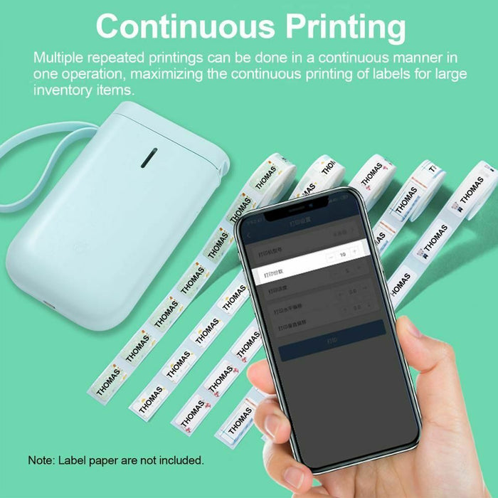 D11  Portable Wireless Thermal Inkless Bluetooth Label Printer- USB Charging