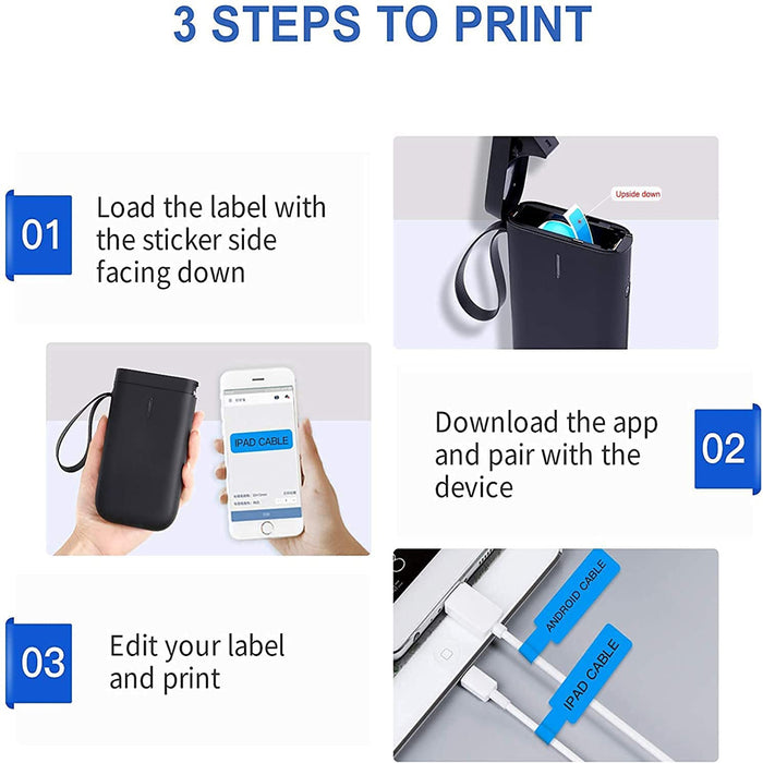 D11  Portable Wireless Thermal Inkless Bluetooth Label Printer- USB Charging