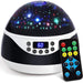 USB Plugged-in, Battery Powered Rotating Projector Night Light with Music