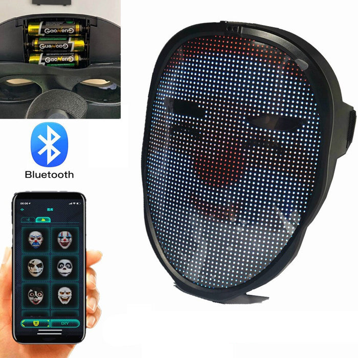 LED Face Transforming Luminous Face Mask for Parties- Battery Powered/USB Rechargeable