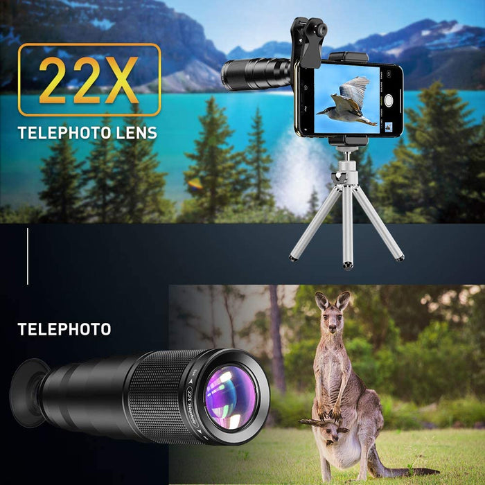 4-in-1 Mobile Phone Camera Lens Kit 22x Monocular Telescope