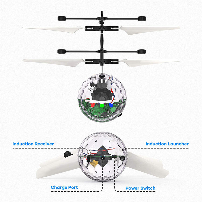 Flying Toy Ball Infrared Induction for Kids Colorful Flying Drone - USB Rechargeable