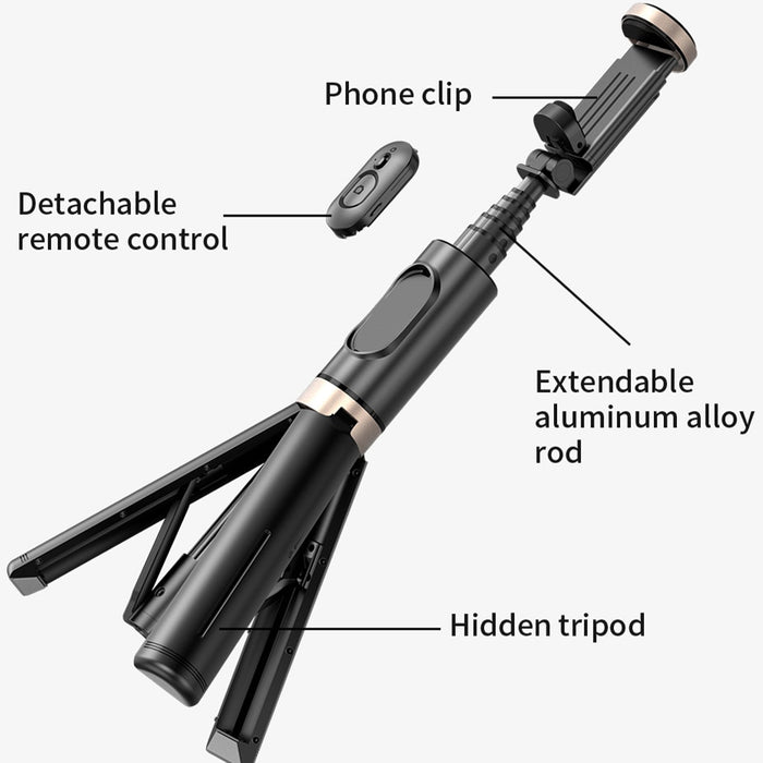 Bluetooth Wireless Handheld Selfie Stick Tripod Extendable Monopod with Remote- USB Rechargeable