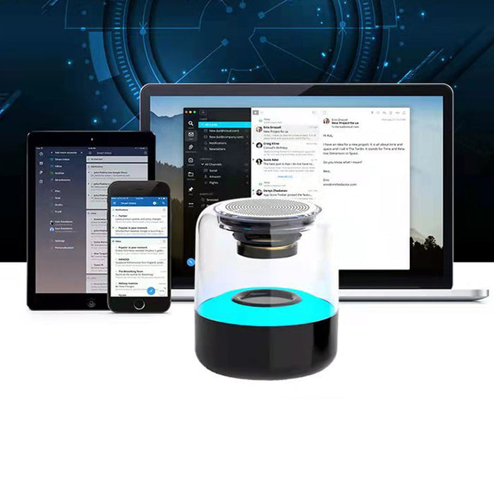 Portable Wireless Music Speaker with LED Color Lights- USB Rechargeable