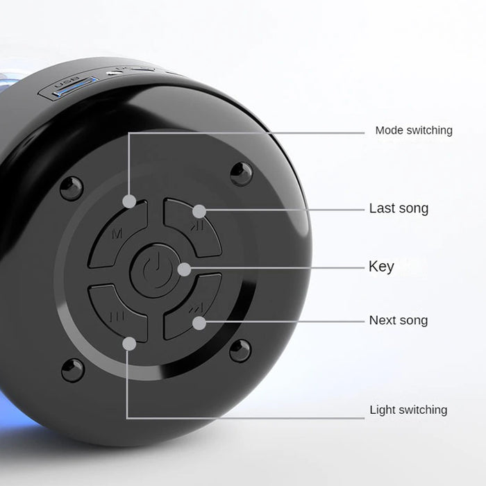 Portable Wireless Music Speaker with LED Color Lights- USB Rechargeable