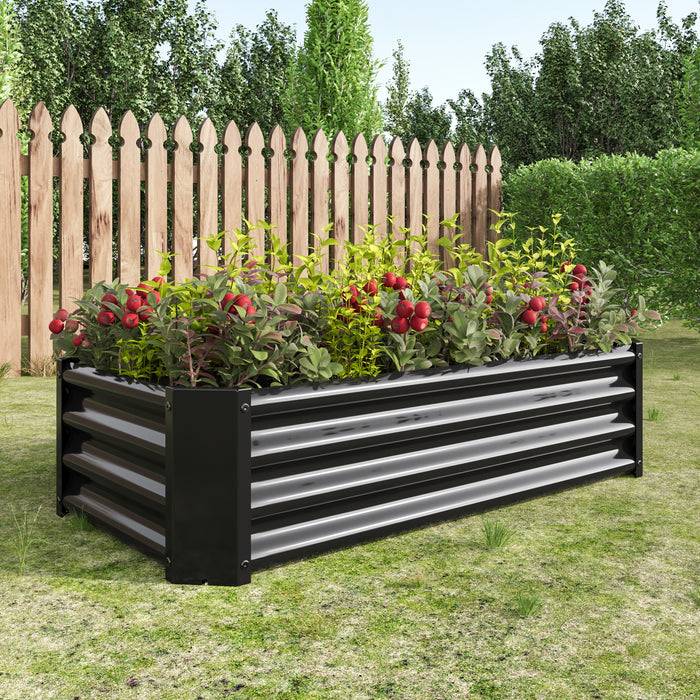 Metal Raised Garden Flower Bed Rectangular Raised Herb Planter