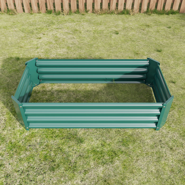Rectangular Metal Raised Planter Outdoor Garden Plant and Vegetable Bed
