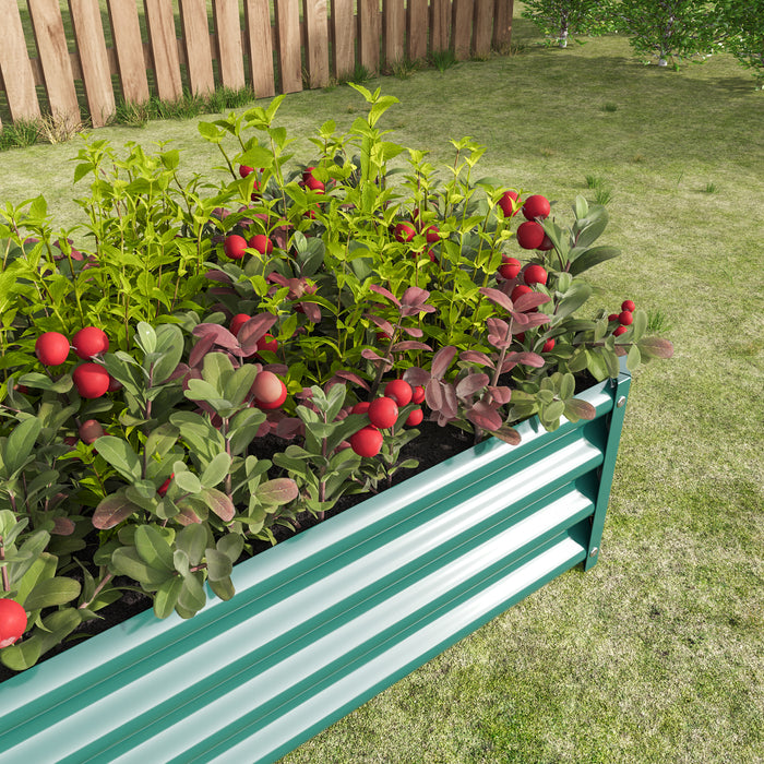 Rectangular Metal Raised Planter Outdoor Garden Plant and Vegetable Bed