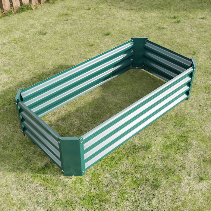 Rectangular Metal Raised Planter Outdoor Garden Plant and Vegetable Bed