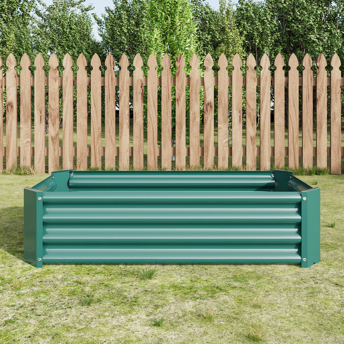 Rectangular Metal Raised Planter Outdoor Garden Plant and Vegetable Bed