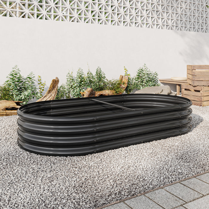 Large Oval Shaped Metal Raised Planter Outdoor Garden Plant Vegetable Bed