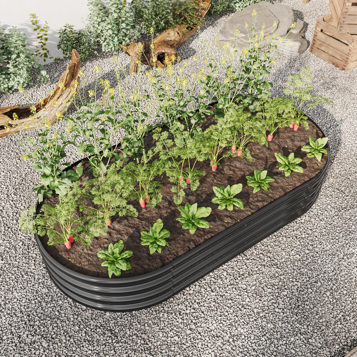 Large Oval Shaped Metal Raised Planter Outdoor Garden Plant Vegetable Bed