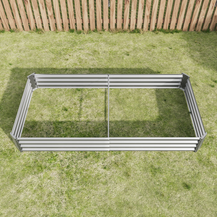 Rectangular Metal Raised Planter Outdoor Garden Plant Vegetable Bed- Silver