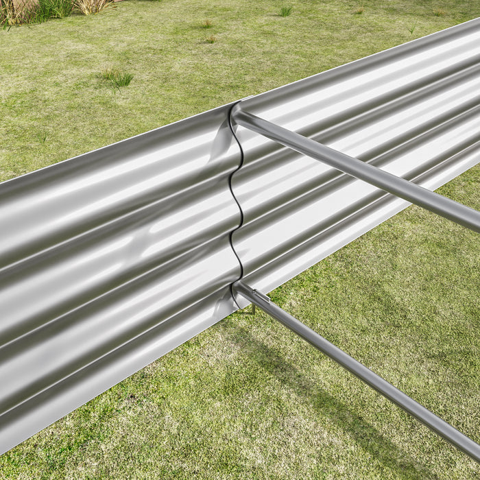 Rectangular Metal Raised Planter Outdoor Garden Plant Vegetable Bed- Silver