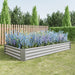 Rectangular Metal Raised Planter Outdoor Garden Plant Vegetable Bed- Silver