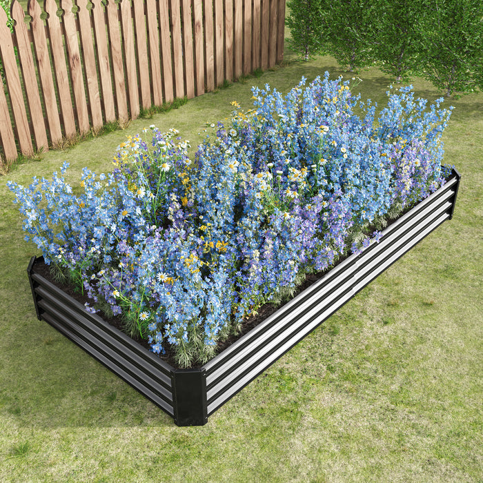 Rectangular Metal Raised Planter Outdoor Garden Plant Vegetable Bed- Black