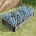 Rectangular Metal Raised Planter Outdoor Garden Plant Vegetable Bed- Black