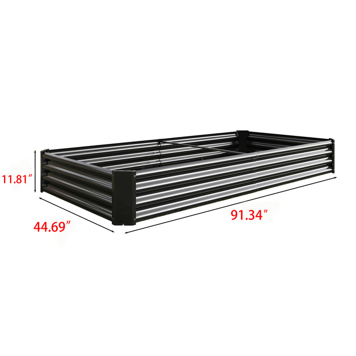 Rectangular Metal Raised Planter Outdoor Garden Plant Vegetable Bed- Black