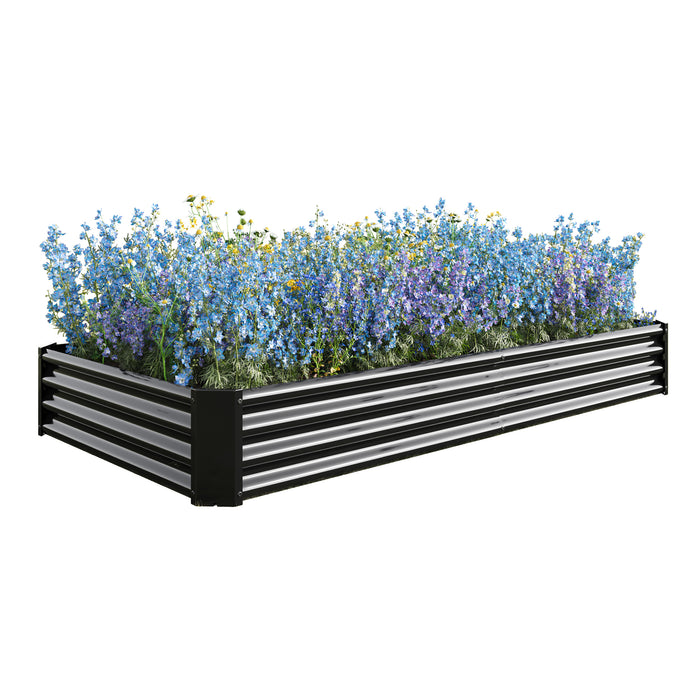Rectangular Metal Raised Planter Outdoor Garden Plant Vegetable Bed- Black