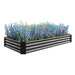 Rectangular Metal Raised Planter Outdoor Garden Plant Vegetable Bed- Black