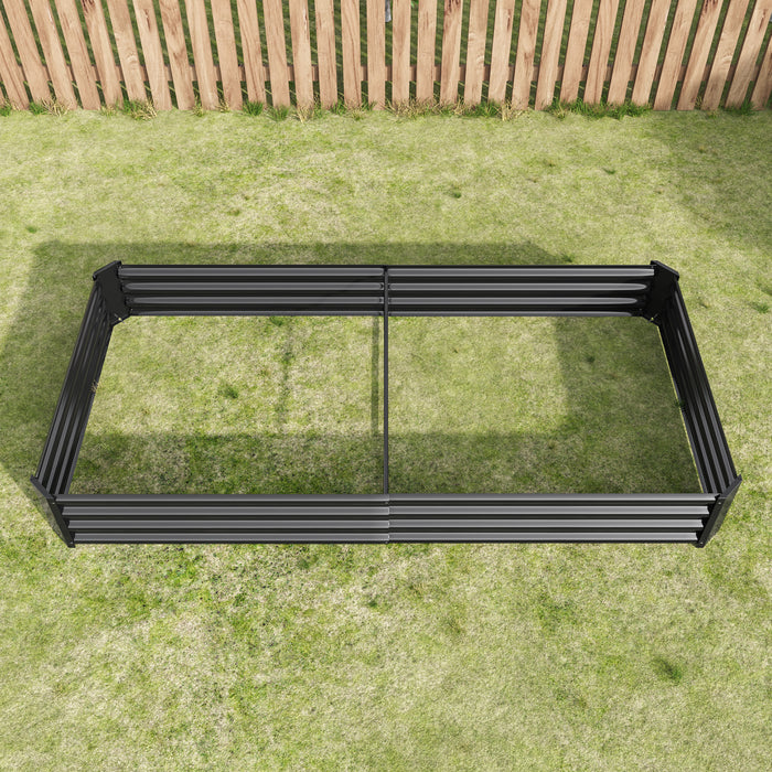Rectangular Metal Raised Planter Outdoor Garden Plant Vegetable Bed- Black