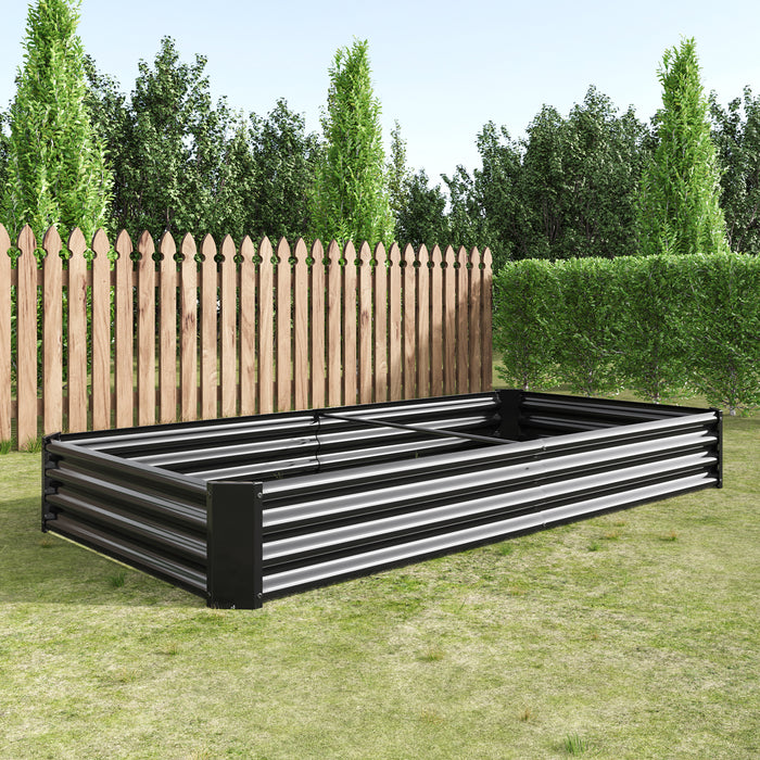 Rectangular Metal Raised Planter Outdoor Garden Plant Vegetable Bed- Black